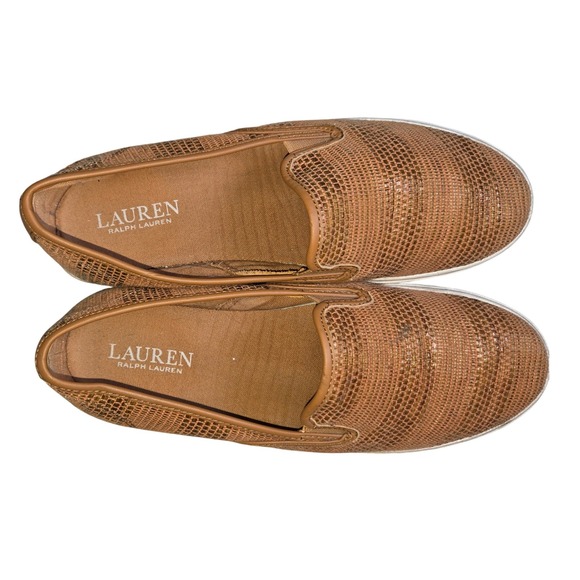 Lauren Ralph Lauren Janis Slip On Sneakers Women's Size 8B Tan Metallic Lizard P - Picture 6 of 8